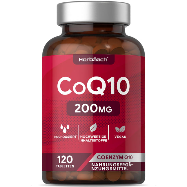 Koenzīms Q10 liela deva 200 mg | 120 vegānas tabletes | Avārijas kapsulas | Koenzīms Q10 | autors Horbaach