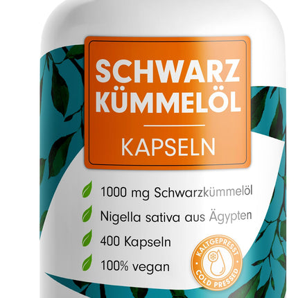 Melno ķimeņu eļļas kapsulas 400x VEGĀNAS, 1000 mg Ēģiptes melno ķimeņu eļļas dienā, SVARĪGI: Vegāns kapsulas apvalks BEZ želatīna!, dabīgs E vitamīns, laboratorijā pārbaudīts un sertificēts, 200 dienu piegāde