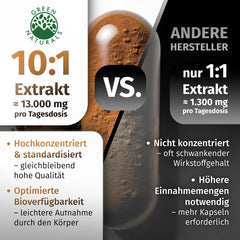Original Himalaya Shilajit - augsta deva: 13 000 mg Shilajit dienā (10:1 ekstrakts) + 50% fulvīnskābe + 12% humīnskābe - 3 mēnešu krājums (180 kapsulas) - bez piedevām - Green Naturals®