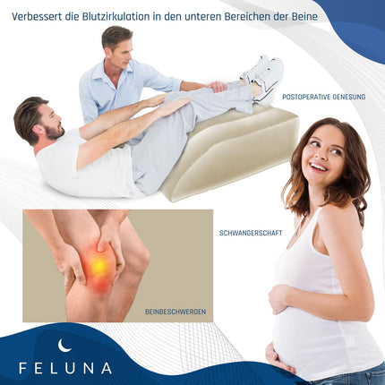 Ergonomisks ķīļveida spilvens gulēšanai, piepūšams ortopēdisks kāju pacēlums kāju un muguras sāpju mazināšanai, kāju atbalsta spilvens ceļgalam, pēdai un potītei pēc operācijas (bēšs)