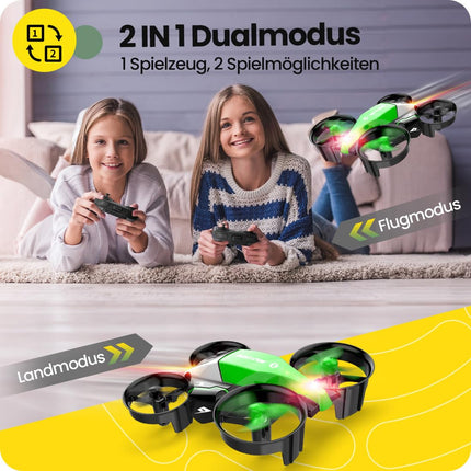 Holy Stone HS210F mini drons bērniem, 2 vienā tālvadības kvadrokopters ar nolaišanās režīmu un lidojuma režīmu, vienas atslēgas iedarbināšana, augstuma noturēšana, 3D pagriezieni, bezgalvas režīms, rotaļu dāvanas zēniem, C0 (zaļš)