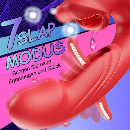 Dildo vibrators seksa rotaļlieta sievietēm, G-punkta vibratori ar klitora stimulāciju sievietēm ar 5 mēles laizīšanu, 7 vibrācijas režīmiem, 7 trieciena režīmiem, vibratoru komplekti sievietēm, klitora stimulators viņai