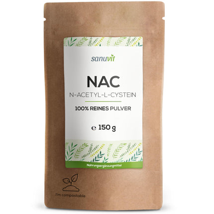 Sanuvit® - NAC pulveris | 150 g iepakojumā | 6 mēnešu krājumi | N-acetil-L-cisteīns ​​| Augsta biopieejamība un panesamība | Vegāns | Ražots Austrijā