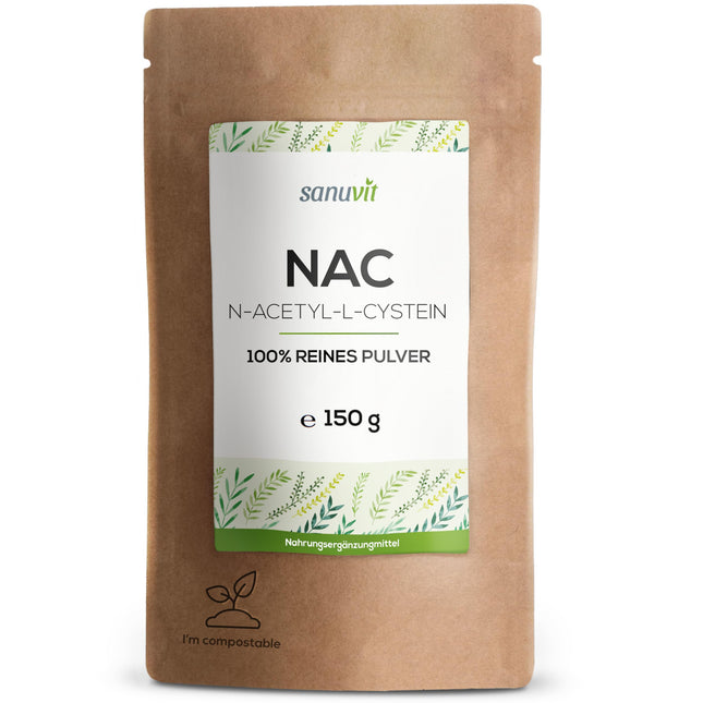 Sanuvit® - NAC pulveris | 150 g iepakojumā | 6 mēnešu krājumi | N-acetil-L-cisteīns ​​| Augsta biopieejamība un panesamība | Vegāns | Ražots Austrijā