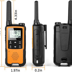 Rācijas pieaugušajiem un bērniem, Greaval PMR446 uzlādējama rācija ar austiņu un USB kabeli, 16 kanāli, divvirzienu rācija, rācija bez licences (oranža, 4 gab. iepakojumā)