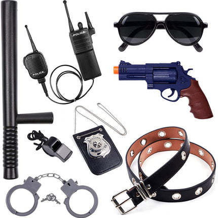 Tacobear policijas rotaļlietas bērniem, policijas kostīmu aksesuāri, policijas rokudzelži, policijas nozīmīte, saulesbrilles, josta, rācija, policijas zizlis, policijas aprīkojums bērniem, Helovīna karnevāls