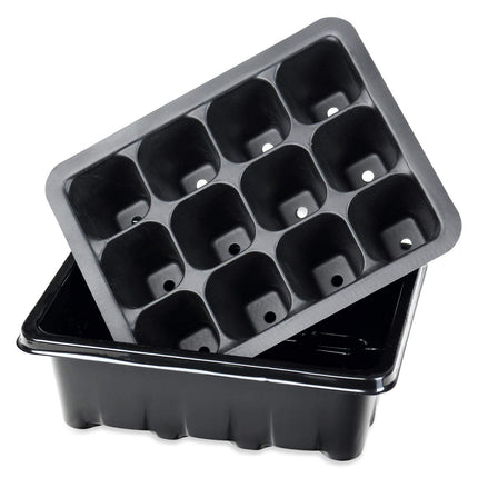 Schramm® audzēšanas komplekts, siltumnīca, audzēšanas paplātes, podi, iekštelpu siltumnīca, 18,5 x 10 x 14,5 cm, 12 audzēšanas podiem, audzēšanas komplekts, mini siltumnīca, melna