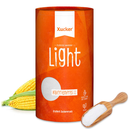Xucker Light Erythritol 1kg bundža - bezkaloriju granulēts cukura aizstājējs kā vegāniska un zobiem draudzīga cukura alternatīva | bez cukura 0 kcal 100% salds
