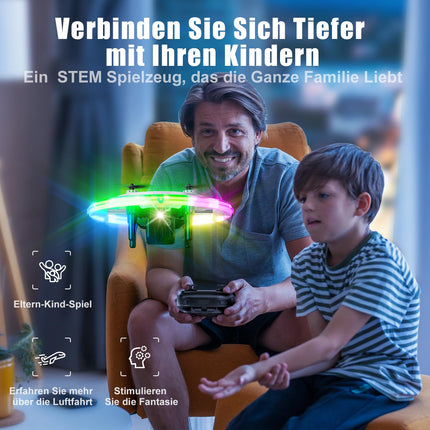 Mini drons bērniem ar LED gaismām, augstuma noturēšanu un bezgalvas režīmu, 360° apgriežams RC kvadrokopters, dāvanas, rotaļu helikoptera drons bērniem no 8 gadu vecuma un iesācējiem, zēniem un meitenēm