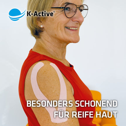 K-Active lente maiga | Kinezioloģiskas lentes īpaši ādai draudzīgas | Jutīgai ādai un alerģiju slimniekiem | Jūtīga kinezioloģiska lente | [5 cm x 5 m] | āda