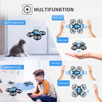 4DRC V8 mini drons bērniem, RC kvadrokoptera mini drons ar 3 baterijām, 27 min. Ilgs lidojuma laiks, rokas sensors, automātiska augstuma saglabāšana, 360° rotācija, bezgalvas režīms, vienas pogas iedarbināšana iesācējiem, zils