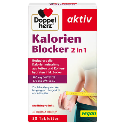 Doppelherz kaloriju bloķētājs 2 vienā – medicīniska ierīce liekā svara un aptaukošanās ārstēšanai un profilaksei – 30 vegānas tabletes