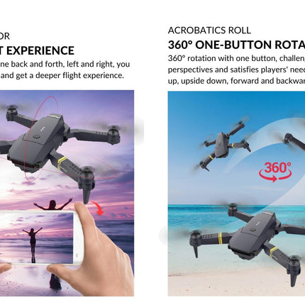 Drons ar kameru 4K pilns komplekts Airon drons bērniem un pieaugušajiem Raptor 8K drons Mini drons salokāms kvadrokopters, 120° panorāmas režīms, palēninātas kustības režīms, 360° rotācija