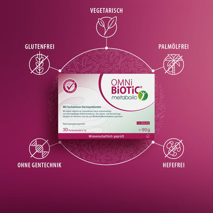 OMNi BiOTiC vielmaiņas līdzeklis, 30 porcijas (90 g), 7 baktēriju celmi, 3 miljardi baktēriju vienā dienas devā, pulveris, veģetārs, bez glutēna, ikdienas lietošanai