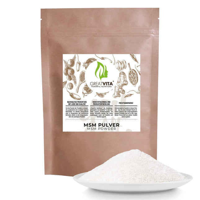 MSM pulveris 3x 1000g | 99,9% tīrība - metilsulfonilmetāns, organiskais sērs bez piedevām | Bez ĢMO, bez mākslīgām garšvielām un glutēna | ideāli piemērots aukstiem ēdieniem un dzērieniem