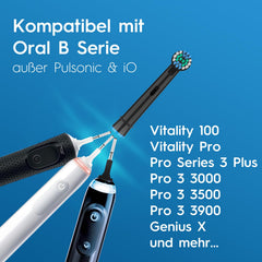 12 rezerves birstes galviņas OralB Vitality Pro, Genius X, Pro Pro Series 3 Plus, Pro 3 elektriskajai zobu birstei, zobu birstes galviņa saderīga ar Braun OralB, precīzās rezerves birstes galviņas melnas, ražotājs HSYTEK