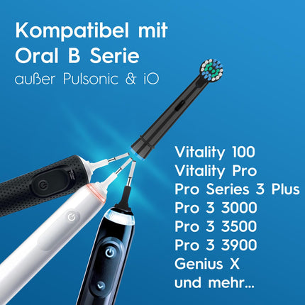 12 rezerves birstes galviņas OralB Vitality Pro, Genius X, Pro Pro Series 3 Plus, Pro 3 elektriskajai zobu birstei, zobu birstes galviņa saderīga ar Braun OralB, precīzās rezerves birstes galviņas melnas, ražotājs HSYTEK