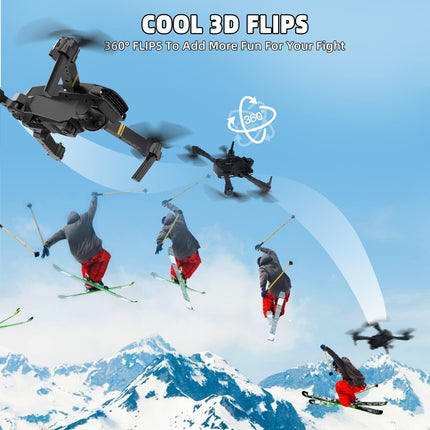 Drons ar kameru 1080P drons iesācējiem RC kvadrokopteru drons bērniem, FPV mini drons, augstuma noturēšana, pacelšanās/nosēšanās ar vienu taustiņu, 3D apgriešana. Dāvanas meitenēm/zēniem (Dark-011)