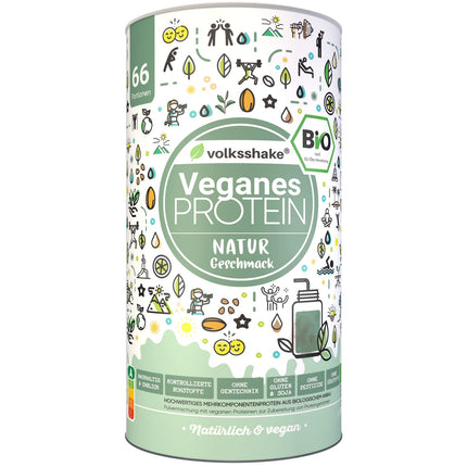 ORGANISKS vegānu proteīns | DE-ÖKO-006 | 10 augu izcelsmes olbaltumvielu avoti | Bez saldinātājiem | Bez sojas un glutēna | Augstākās kvalitātes no Konstances ezera | Ražots Vācijā (1000 g, dabīgs)