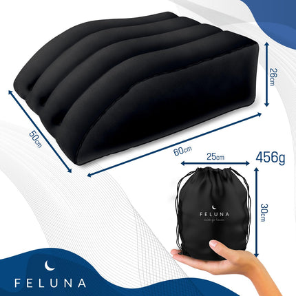 Ergonomisks ķīļveida spilvens gulēšanai, piepūšams ortopēdisks kāju pacēlājs kāju un muguras sāpju mazināšanai, kāju atbalsta spilvens ceļgalam, pēdai un potītei pēc operācijas (melns)
