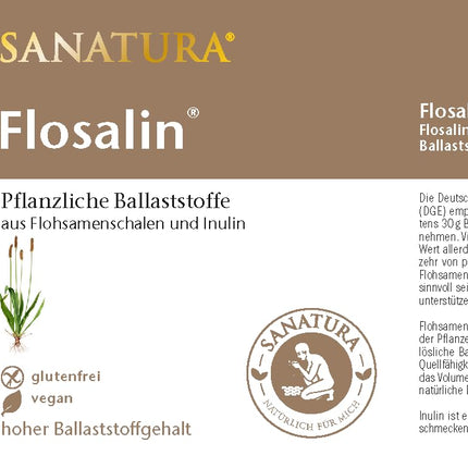 Sanatura Flosalin – 250 g – Psyllium sēnalas un inulīns šķiedrvielu pulvera veidā – augsts šķiedrvielu saturs – vegāns un bez glutēna
