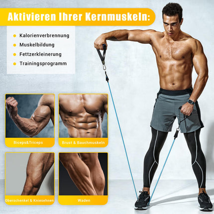 COFOF pretestības joslu komplekts, 5 fitnesa lentes, paplašinātāja caurules lentes, fitnesa lente ar lielu rokturi, potītes siksnu, durvju enkura stiprinājumu, pārnēsāšanas soma, ideāli piemērota Pilates spēka treniņiem, fizioterapijai