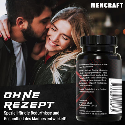 MENCRAFT MEN DIRECT - Vīriešu īpaši stipras kapsulas - INSTANT formula ar augstu devu - ar L-arginīnu, maka, Tribulus Terrestris, žeņšeņu, 60 kapsulas