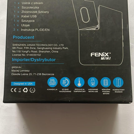 Fenix ​​​​Mini Vaporizer *Melns* efektīvs vaporizators garšaugiem, sveķiem un eļļām. Tērauda kamera + konvekcija + ārkārtīgi maza, bet jaudīga + JAUNUMS!