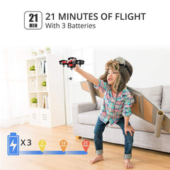 Holy Stone HS210 bērnu mini drons iesācējiem un pieaugušajiem, iekštelpu un āra RC rotaļu kvadrokopteru lidaparāts zēniem un meitenēm ar automātisko lidošanu, 3D pagriezienu, 3 baterijām un bezgalvas režīmu, lieliski