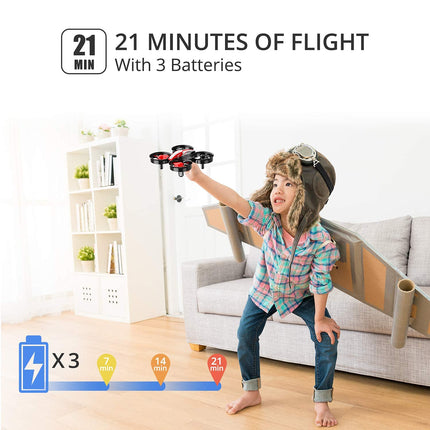 Holy Stone HS210 bērnu mini drons iesācējiem un pieaugušajiem, iekštelpu un āra RC rotaļu kvadrokopteru lidaparāts zēniem un meitenēm ar automātisko lidošanu, 3D pagriezienu, 3 baterijām un bezgalvas režīmu, lieliski