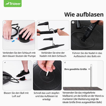 Trideer bieza vingrošanas bumba grūtniecēm, Pezzi bumba, pretplīsuma Pilates bumba, 45–85 cm sēdekļa bumba līdzsvara nodarbībām, joga kā mazs fitnesa aprīkojums un līdzsvara krēsls sporta zālē un mājas birojā