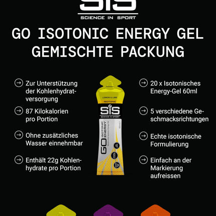 Science in Sport GO High Carb Isotonic Energy Gel 20 x 60ml Vegāns - Izotoniska formula ar 22 g ogļhidrātu, labs enerģijas avots, optimāla alternatīva izotoniskiem dzērieniem.