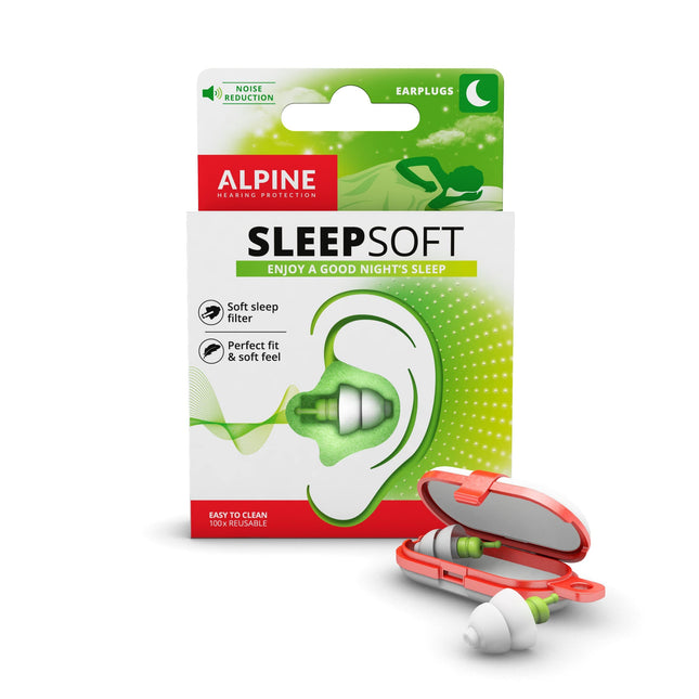 Alpine SleepSoft dzirdes aizsargausu aizbāžņi gulēšanai - slāpē krākšanu un uzlabo miegu - mīksts filtrs piemērots gulētājiem uz sāniem - hipoalerģisks materiāls - atkārtoti lietojami