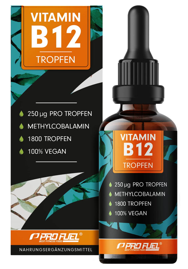 B12 vitamīna pilieni - 1800 pilieni (50 ml) - bioaktīvs metilkobalamīns B12 - optimāli dozēts ar 500 mcg B12 - bez konservantiem vai alkohola - 100% vegāns