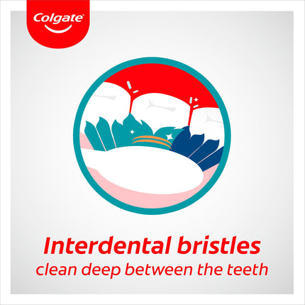 Colgate Extra Clean zobu birste, 3 daļas – Manuāla zobu birste ar vidēji cietiem sariem, kas iztīra starp zobiem un aizmugurējos zobus – Zobu tīrīšana ar integrētu mēles tīrītāju