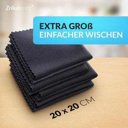 Zrilubkrelz® 8 lēcu tīrīšanas lupatiņas optikas kvalitātē - 20 x 20 cm - mikrošķiedra - īpaši mīkstas un absorbējošas