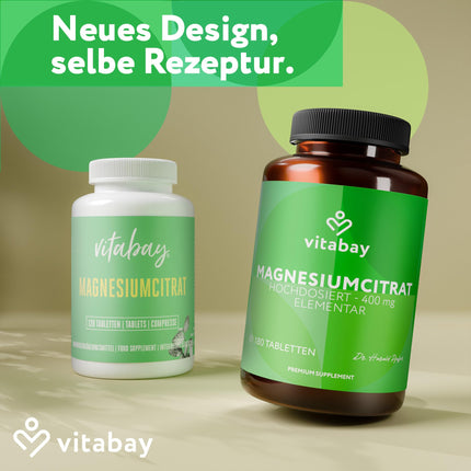 Vitabay magnija citrāts 2556 mg augsta deva - 180 tabletes vegāns un laboratorijā pārbaudīts - magnija citrāts - veicina normālu enerģijas metabolismu un normālu muskuļu darbību