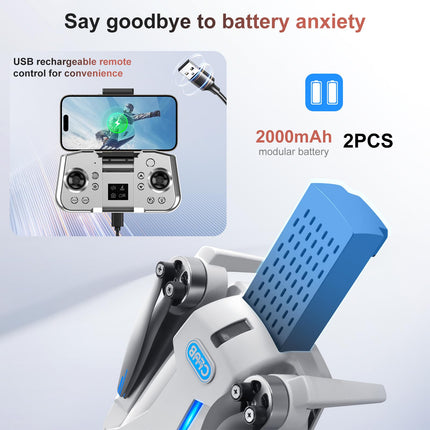 OBEST GPS drons ar 4K kameru, 5G WiFi pārraidi, FPV RC kvadrokopteru, 360° šķēršļu apiešanu, inteliģentu atgriešanos, uzlādējamu rokturi tālvadības pultij, 2 baterijas