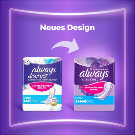 Always Discreet urīna nesaturēšanas ieliktņi, garais mēneša iepakojums urīnpūšļa vājuma gadījumā, 160 ieliktņi (izdevīgais iepakojums 8 iepakojumi x 20)