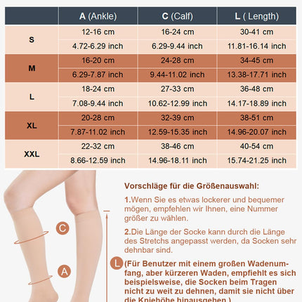 2 pāri medicīnisko kompresijas zeķu sievietēm un vīriešiem 20-30 mmHg, 2. klase, slēgtas purngala pakāpeniskas atbalsta zeķes varikozām vēnām, tūskai un vēnām (2x bēšas, L)