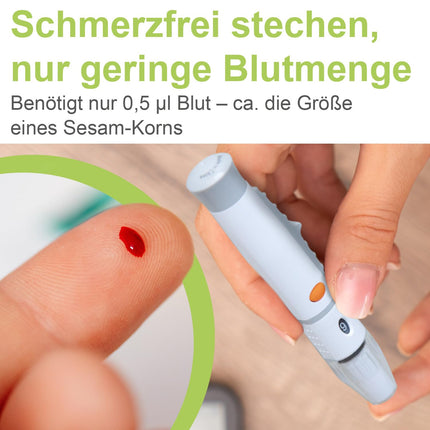 Adia asins glikozes mērītājs (mg) ar 60 asins glikozes testa strēmelītēm, 10 lancetēm, 1 lancetes ierīci, 1 maciņu, vērtību komplektu asins glikozes paškontrolei diabēta gadījumā
