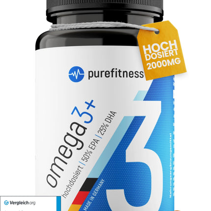 Purefitness Omega 3 kapsulas AUGSTA DEVA [2000 MG DIENAS DEVA] - Zivju eļļa Omega 3 ar EPA un DHA - 120 kapsulas - Ražots Vācijā