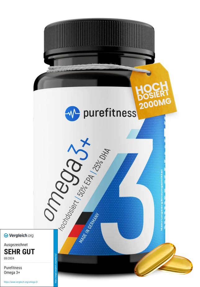 Purefitness Omega 3 kapsulas AUGSTA DEVA [2000 MG DIENAS DEVA] - Zivju eļļa Omega 3 ar EPA un DHA - 120 kapsulas - Ražots Vācijā