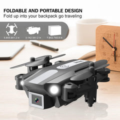 Wipkviey T25 drons ar 1080p kameru, salokāmi mini droni iesācējiem un pieaugušajiem, FPV RC kvadrokopters ar 2 baterijām, WiFi pārraide, bezgalvas režīms, gravitācijas kontrole