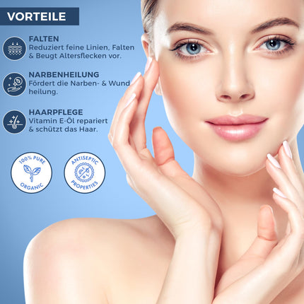 Kanzy E vitamīna eļļas organiskie pilieni kosmētikai 60 ml 100% dabīgs d-alfa-tokoferols, pretgrumbu, pretnovecošanās līdzeklis, tīra E vitamīna eļļa pret visu veidu grumbām, sejai, nagiem un matiem