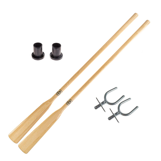 John Paddle airu komplekts: 1 pāris (2 gab.) airu 195 cm-240 cm, 1 pāris (2 gab.) nerūsējošā tērauda airu slēdzeņu un 1 pāris (2 gab.) 45 mm aproču (airēšanai ar airu slēdzenēm un aprocēm, 195 cm)