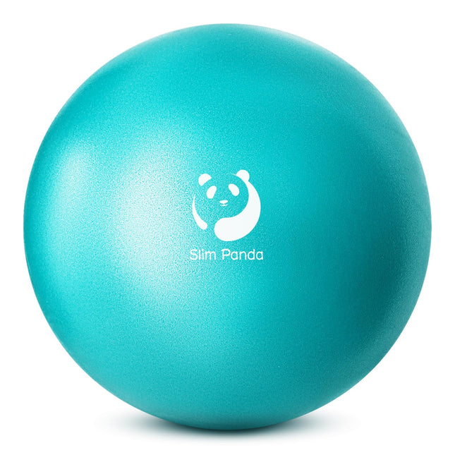 Slim Panda vingrošanas bumba, maza, 23–25 cm Pilates bumba ar piepūšamu salmiņu, mīksta jogas bumba, piepūšama vingrošanas bumba senioru terapijai, mājām, fitnesam, līdzsvara treniņiem (Blue Lake)