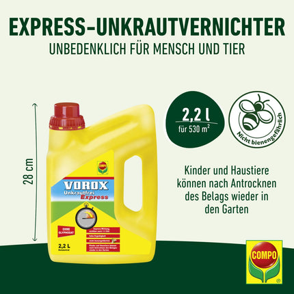 COMPO VOROX Weed-Free Express - 2,2 l - Nezāļu apkarošanai dekoratīvajos augos, augļos un dārzeņos, koncentrāts