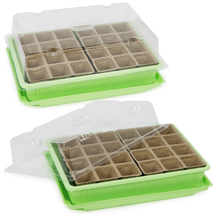 com-four® 2x iekštelpu siltumnīca augu audzēšanai, audzēšanas komplekts 40 augiem, stādītājs mājai, 26,5 x 19,5 x 10,5 cm (2 gab. - iekštelpu siltumnīca)
