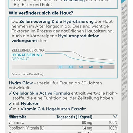 Merz Spezial Hydro Glow skaistuma kapsulas – 1 x 30 kapsulas – vegānisks uztura bagātinātājs ar hialuronskābi un C vitamīnu – skaistumkopšanas rutīna jūsu ādai – skaistums no iekšienes